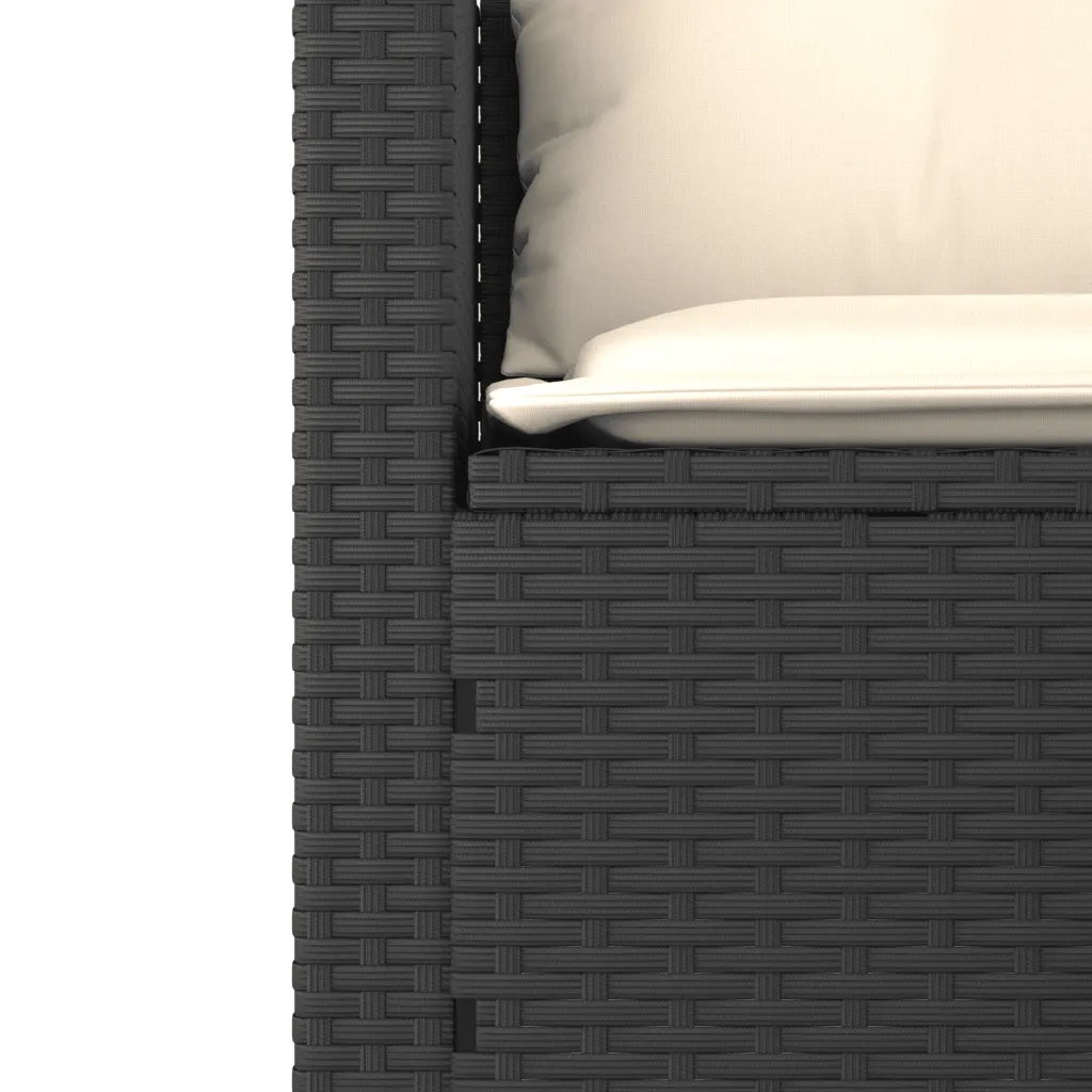 Set Divani da Giardino 3 pz con Cuscini in Polyrattan Nero 365457
