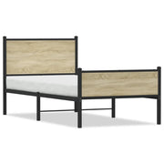 Letto singolo | Letto per adulti | Giroletto senza Materaso in Metallo Rovere Sonoma 80x200 cm