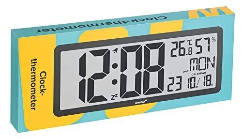 Levenhuk H80 Orologio-termometro Multifunzione Digitale con Termometro Igrometro Sveglia Calendario Schermo Grande Retroilluminato Alimentazione a Batteria colore Nero