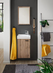 Mobile Bagno Salvaspazio Quercia con Lavabo e Specchio 41x23x165 cm