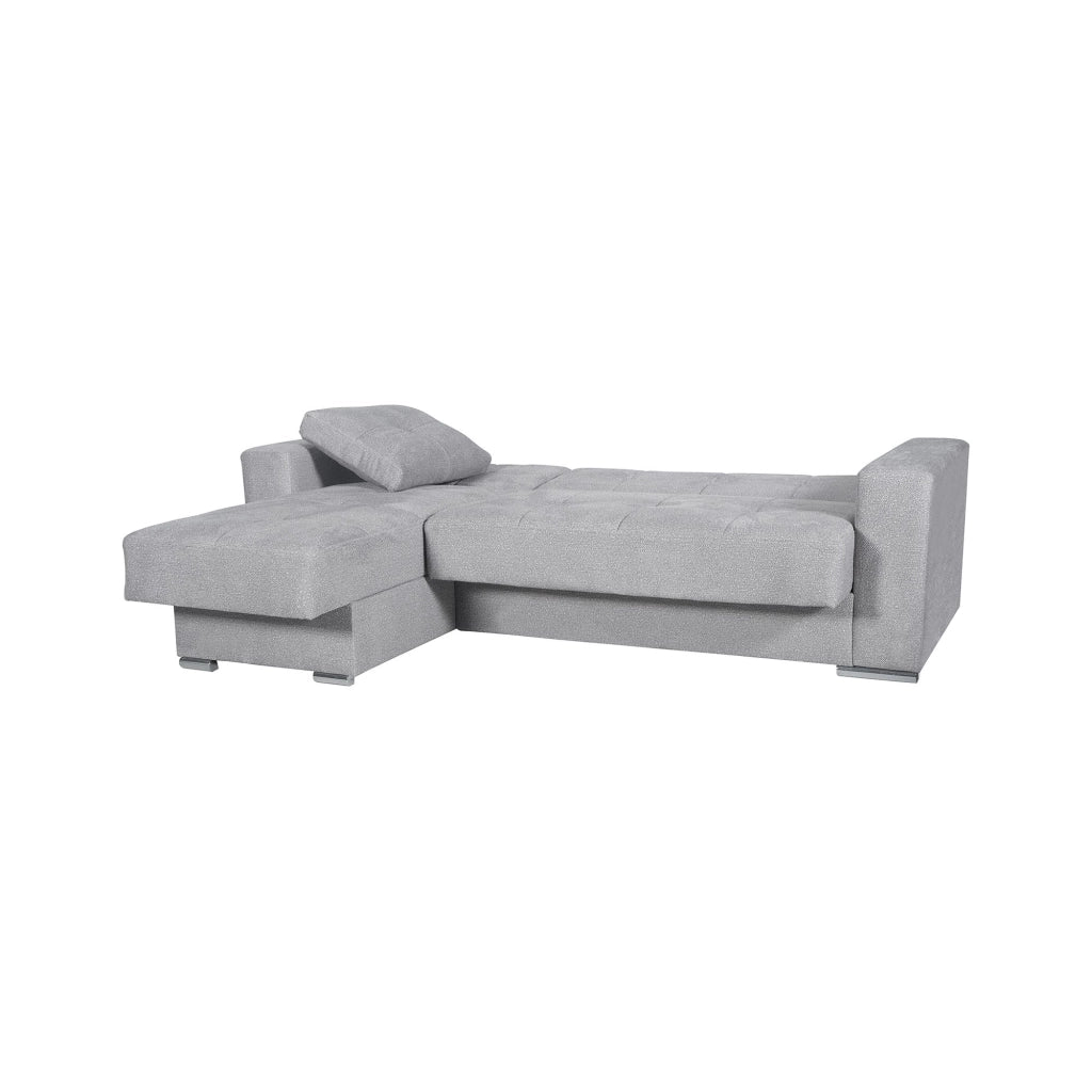 Cesaro, Divano Letto con Penisola Contenitore, 236x156 cm Grigio Chiaro