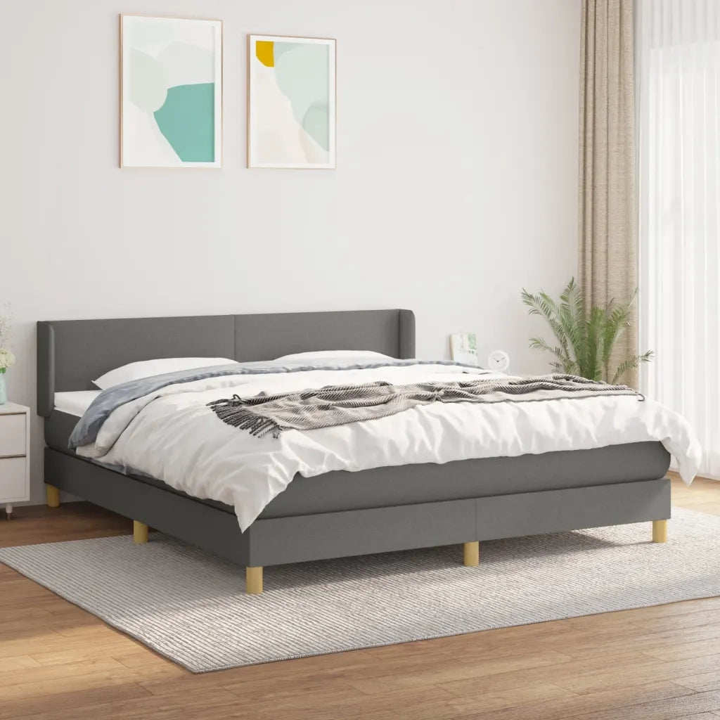 Giroletto a Molle con Materasso Grigio Scuro 180x200 cm Tessutocod mxl 122307