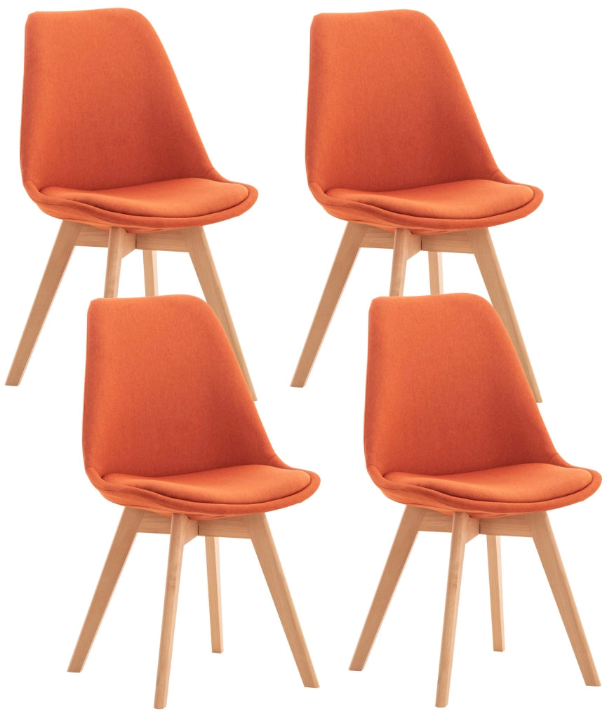 Set 4 Sedie Pranzo Linares arancione,Tessuto