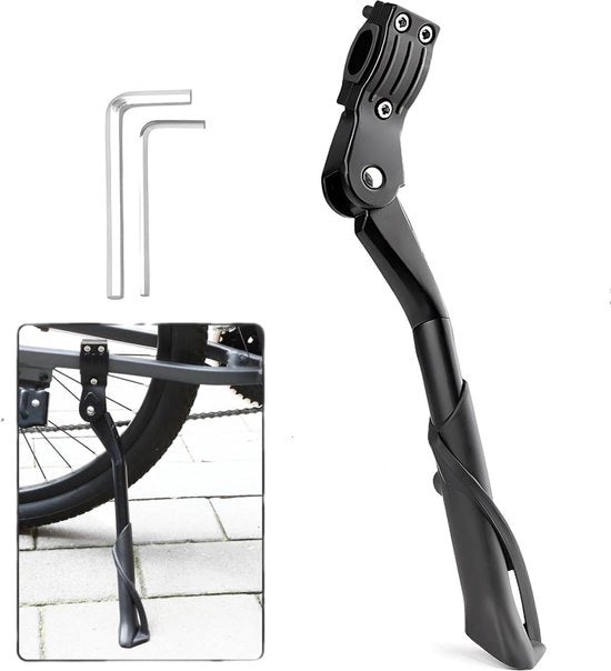Fermo bicicletta regolabile per biciclette da 24-29 pollici - supporto laterale antiscivolo - adatto per mountain bike e bici da città - nero.