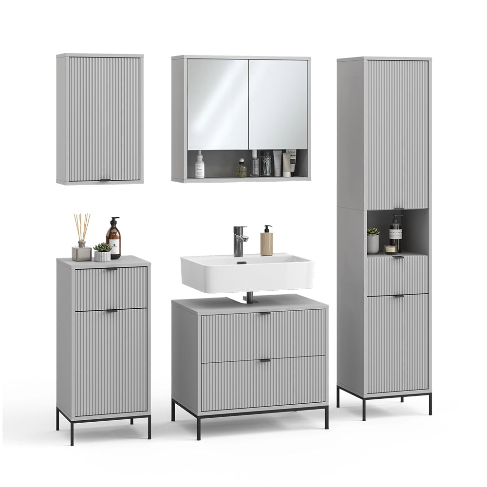 Vicco Set di mobili da bagno Grigio 5 parti