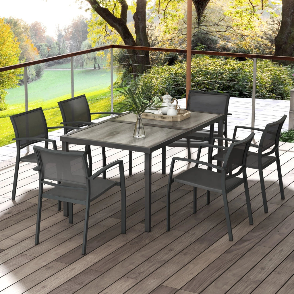 Set Giardino Tavolo e Sedie ¨C zephmum ¨C Grigio Polyrattan 150x87x72 cm