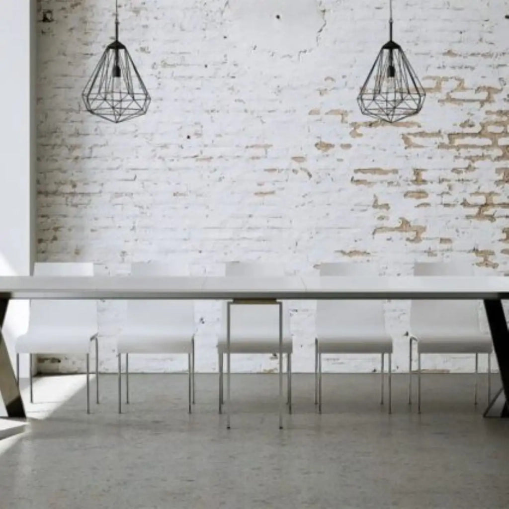 Consolle allungabile 90x40/300 cm Diago bianco frassino gambe antracite