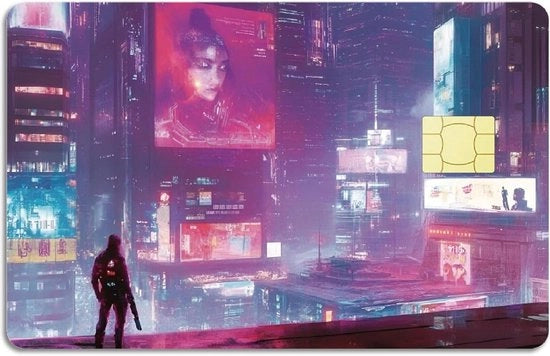Copricarte Personalizzabile Cyberpunk - Set da 4 - Copertura Sticker per Carte di Credito - Ideali per Regali di San Valentino - Resistenti all'Acqua e Rimovibili