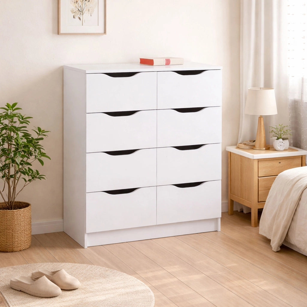 Ponzone, Cassettiera 8 Cassetti, 80x40x91h cm Bianco