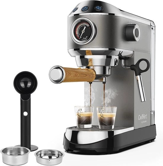Macchina per Espresso 20 Bar – Caffettiera Semiautomatica con Spremutrice per Latte – Argento – Espresso, Cappuccino & Latte