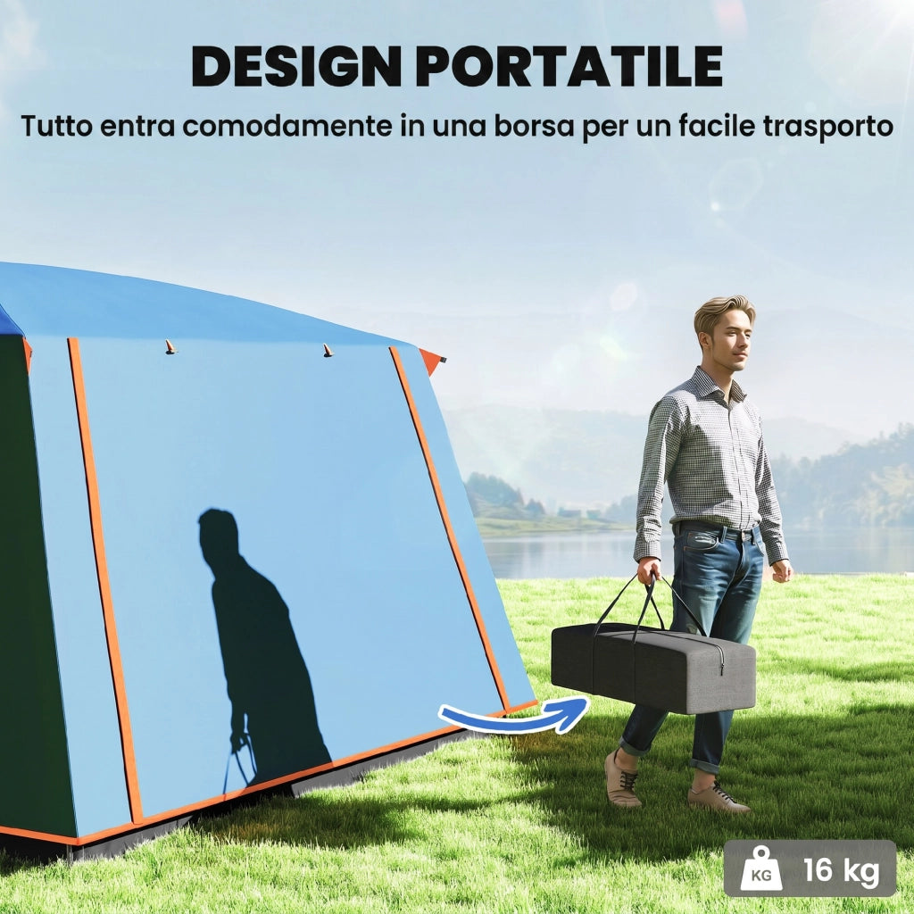 Tenda da Campeggio 4 Persone ¨C Xylo ¨C 2 Stanze Veranda Impermeabile UPF 30+ Blu