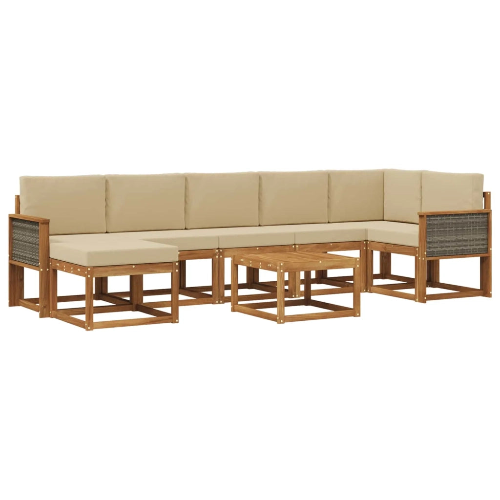 Set di divani da esterno 8 pcs Naturale e Beige Poliestere 3385409