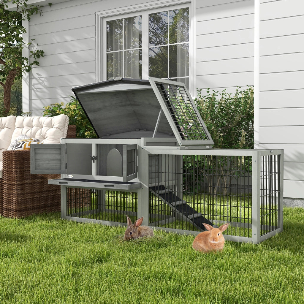 Gabbia per Piccoli Animali con Recinto Esterno ¨C Zephmum ¨C Grigio