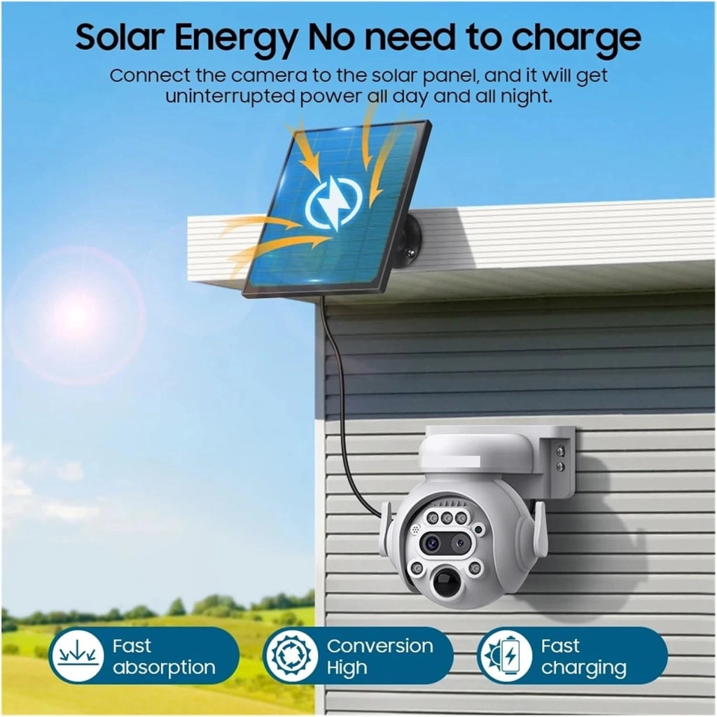 Telecamera Solare 4G/WIFI CCTV doppio obiettivo 12X INFRAROSSI Audio 2 vie Sensore PIR IP65 - ZENCOCCO
