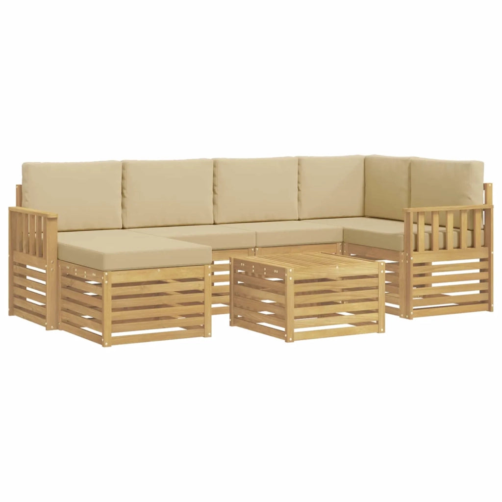 Set di divani da esterno 7 pcs Bianco e Beige 59 x 59 x 37 cm