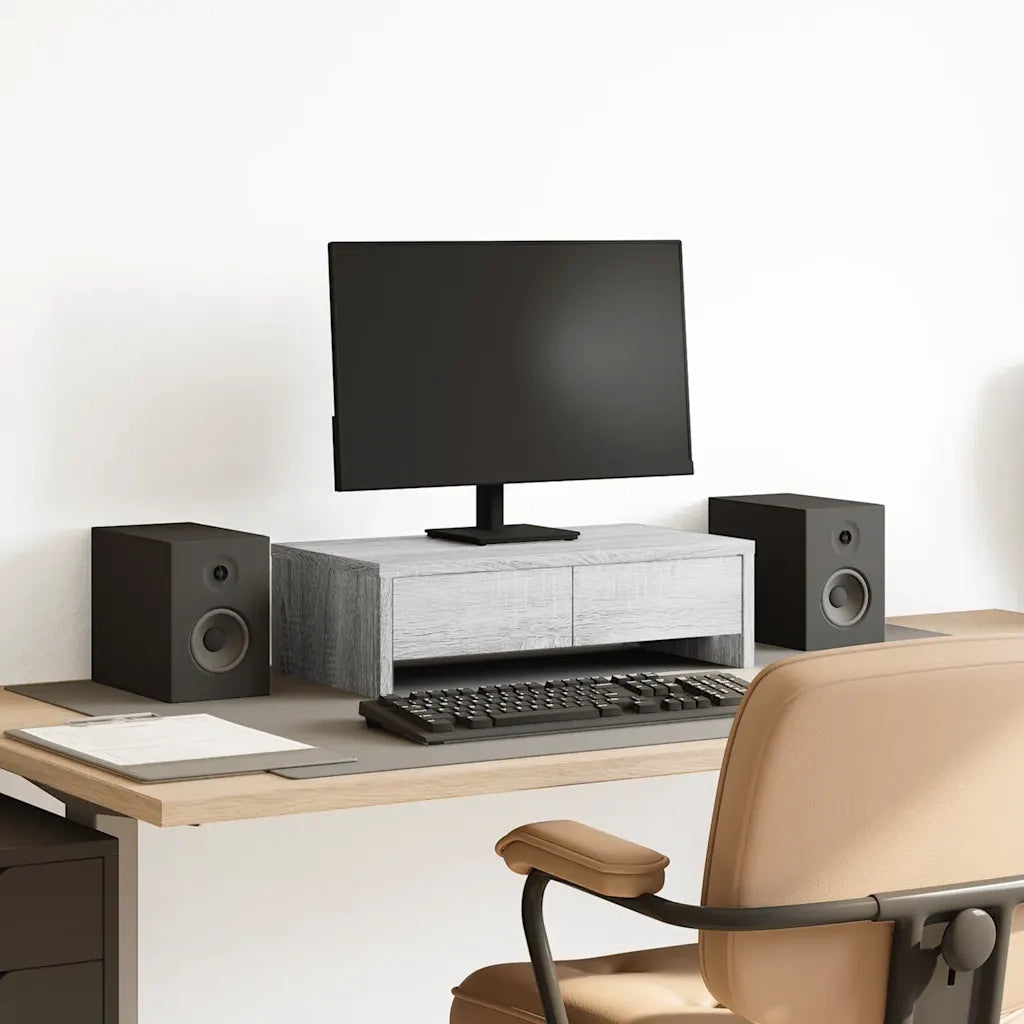 Supporto Monitor con Cassetti Grigio 50x27x15 cm in Truciolato 854666