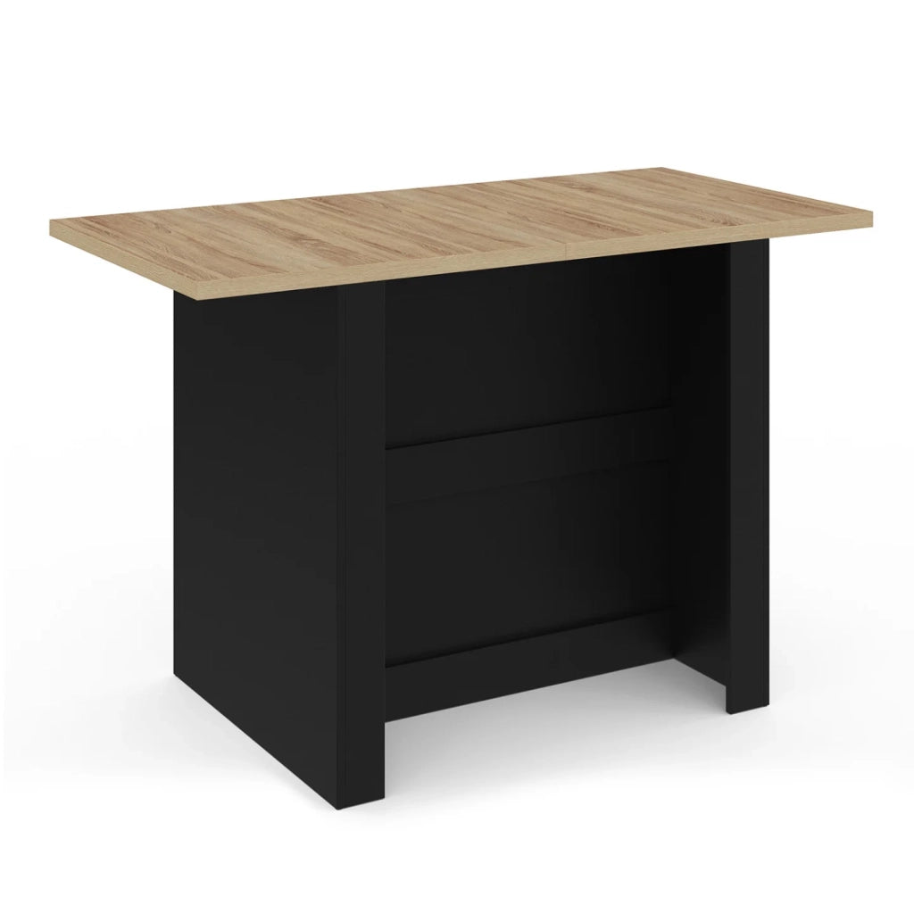 IDMarket - BAO 140 cm 4 persone isola centrale in legno nero con piano di lavoro effetto faggio