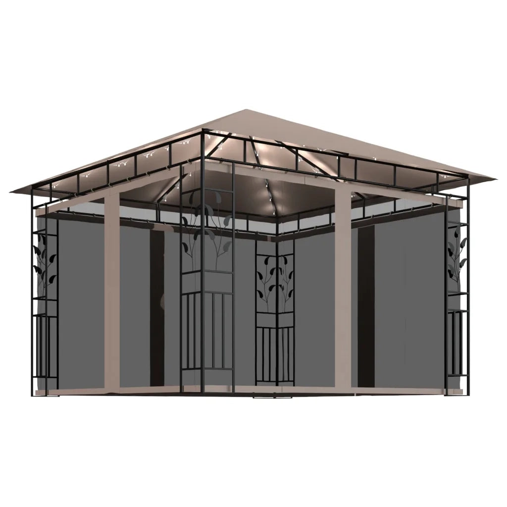 Gazebo con Zanzariera Luci LED 3x3x2,73 m Grigio Talpa  cod mxl 60245