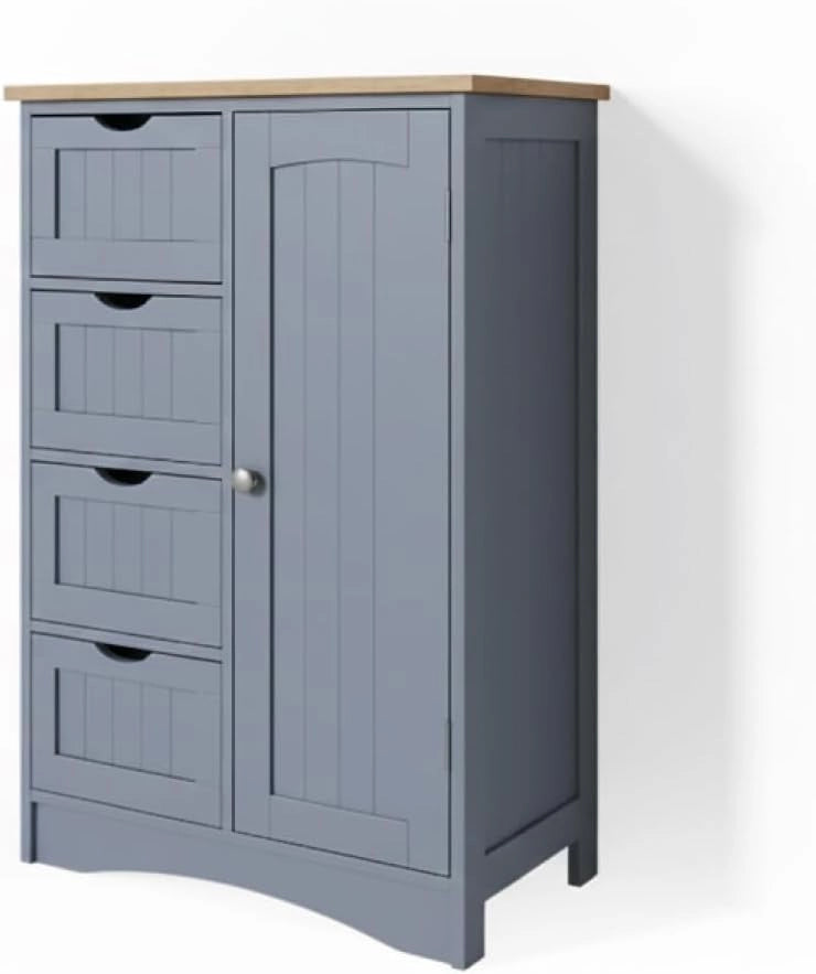 Cassettiera da bagno Bianco, Bianco, 55 x 81 cm, per conservare e abbinare con mobili da bagno Bianco