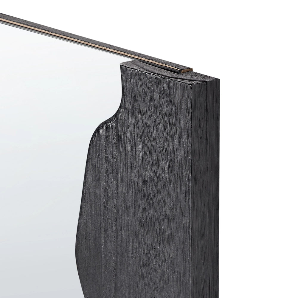 Specchio da parete nero con cornice in legno di Paulownia, vetro 175 x 75 cm, pezzo decorativo irregolare montato a parete, stile moderno