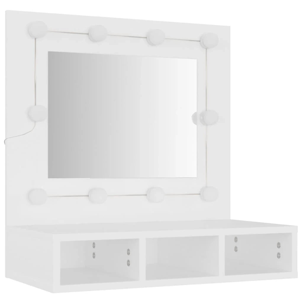 Armadio a specchio con illuminazione LED bianca 60 x 31,5 x 62 cm bianco 02_0006654