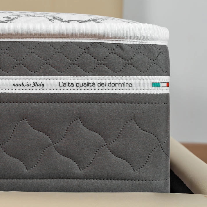 Materasso Molle Insacchettate e Memory Una Piazza e Mezzo 120x200, alto 25 cm - Rivestimento Carbon. | Zefiro