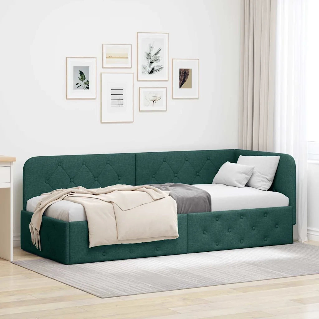Cornice del letto ad angolo Verde Scuro 80 x 200 cm Tessuto 42016483