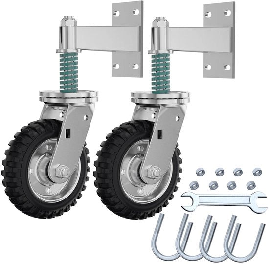 Hoko hekwerkwiel 15CM*2 per tubo metallico Carico massimo singolo 225KG Ruote pesanti a molla con viti e chiave girevole a 360 gradi