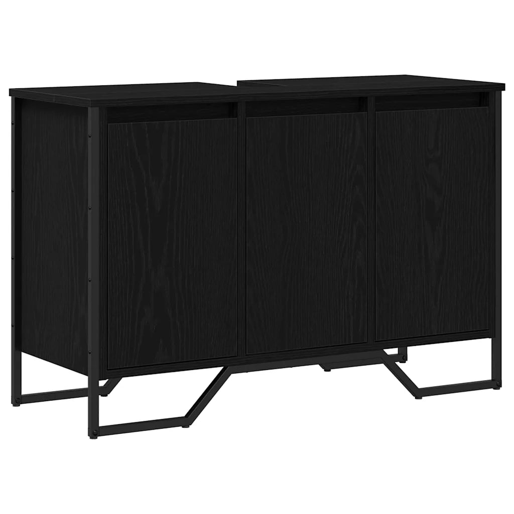 Mobiletto per Lavabo-Armadietto da bagno Altro Rovere Nero 91 x 35 x 60 cm
