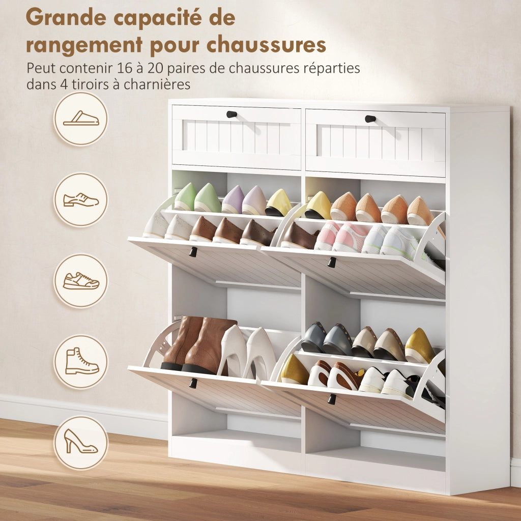 Scarpiera Salvaspazio ¨C Zephmum ¨C Bianco Legno Multistrato 20 Paia