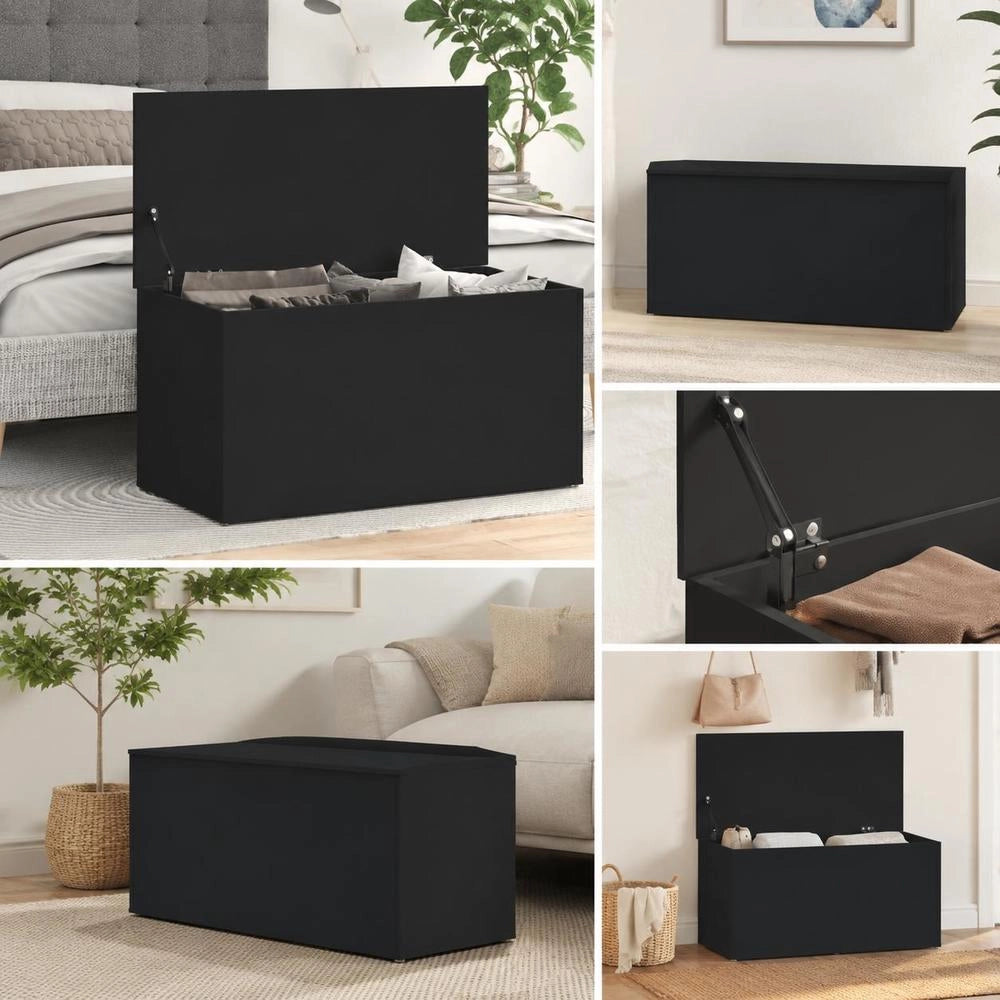 Storage Chest, Black, 84x42x46 Cm, Wood-based Material