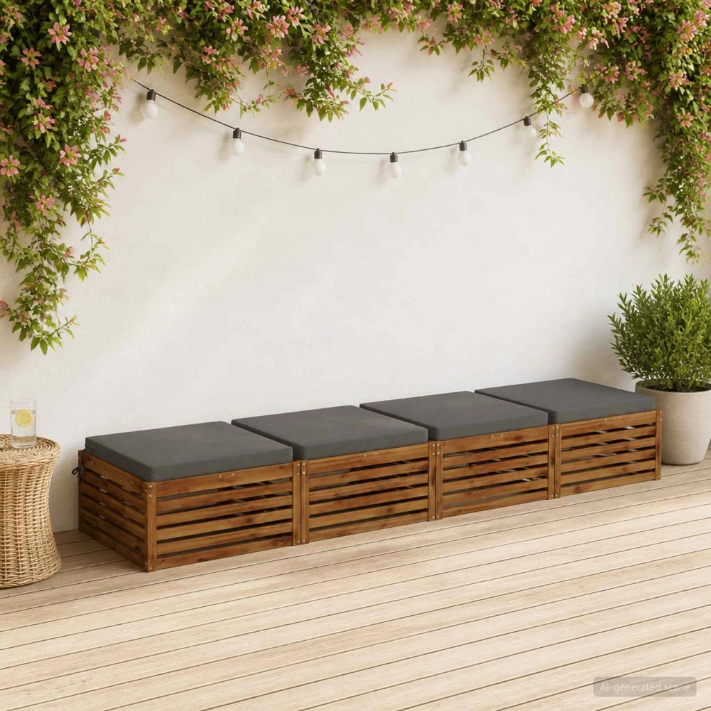 Cuscini per Sedia in 4 Pezzi SOEST 4 pz 100% Poliestere Grigio 944722