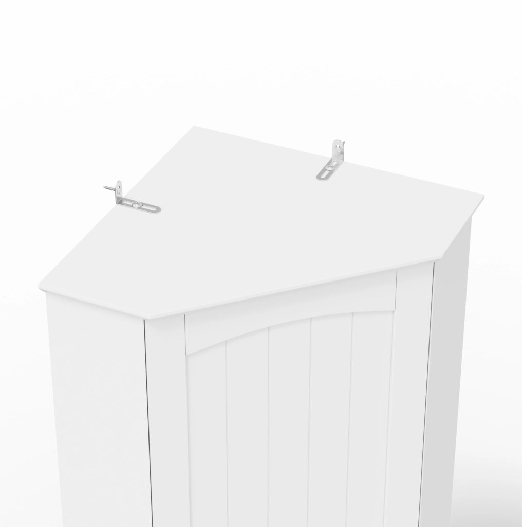 Mobile angolare con 2 ante e ripiani regolabili; 42 x 42 x 166 cm; bianco in MDF