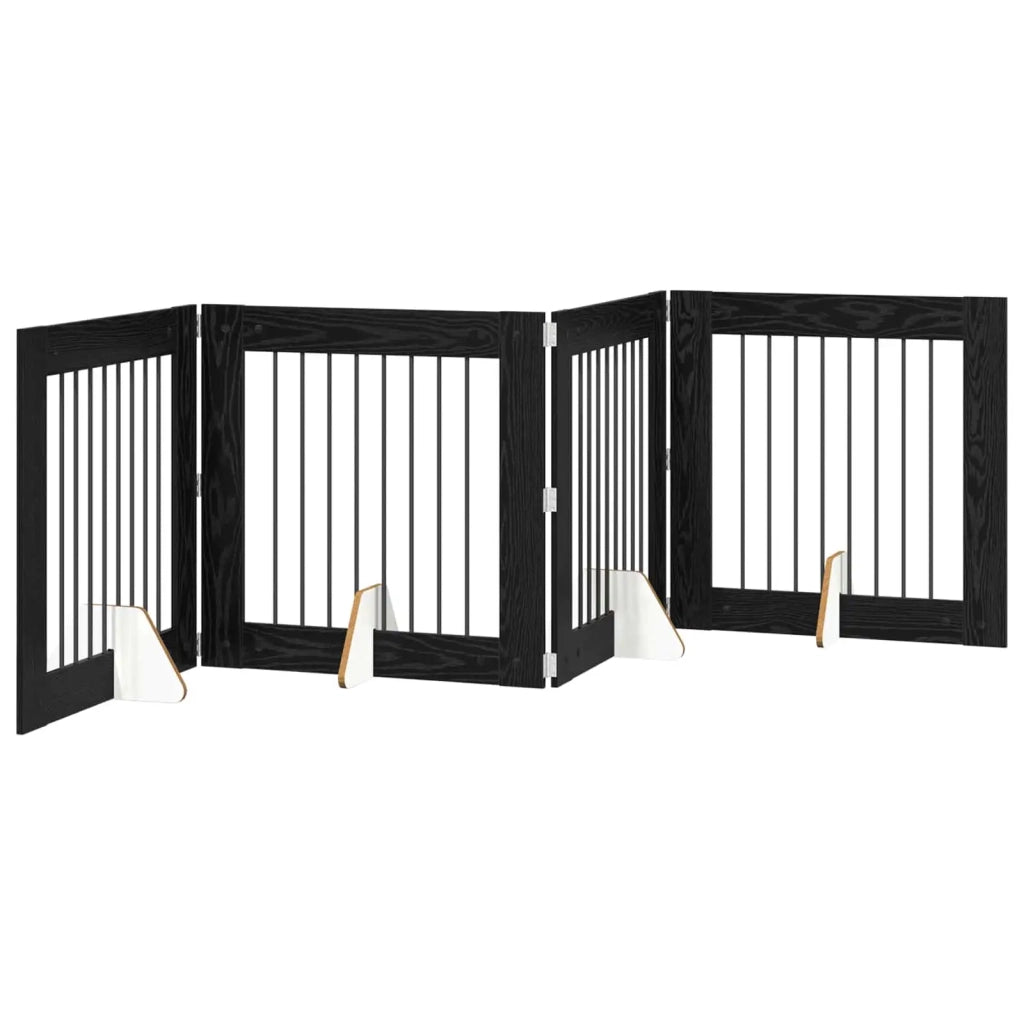 Cancello per cani con supporti 4 pz Rovere Nero 80 x 80 cm CFW6983509