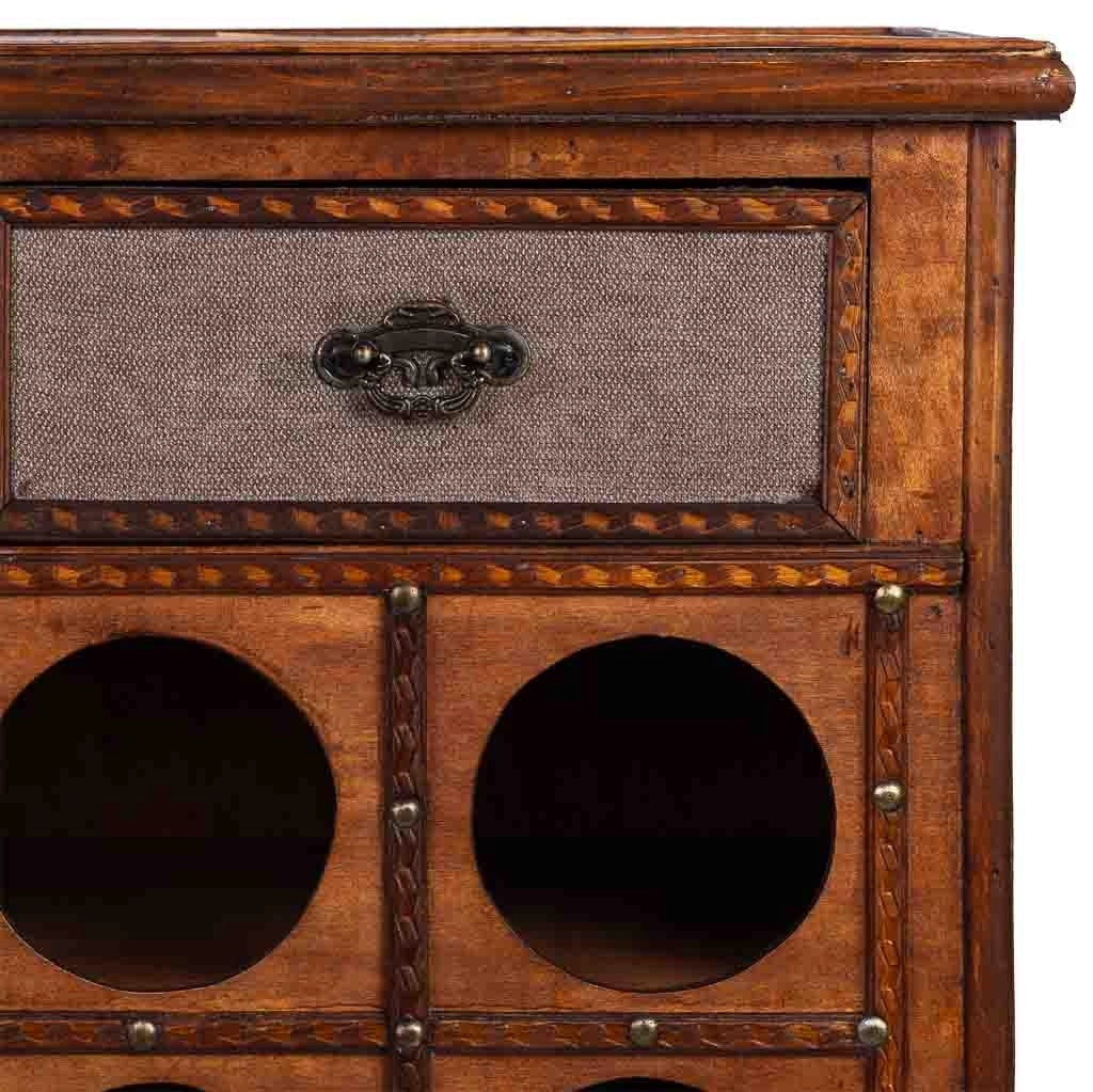 Baul porta bottiglie in legno marrone 63x31x69,5h cm
