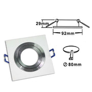 Trade Shop - Portafaretto Incasso Faretto Gu10 Quadrato Acciaio Portalampada P3 Bianco Silver -
