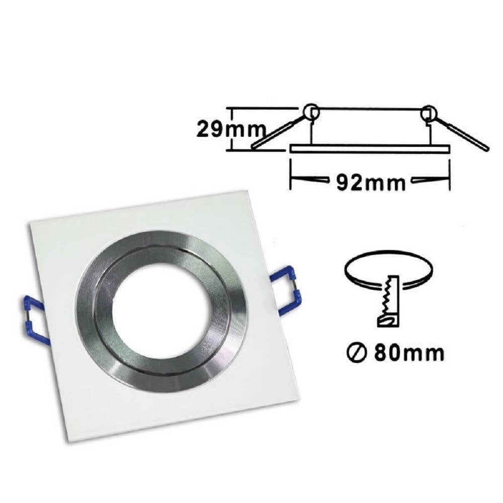 Trade Shop - Portafaretto Incasso Faretto Gu10 Quadrato Acciaio Portalampada P3 Bianco Silver -