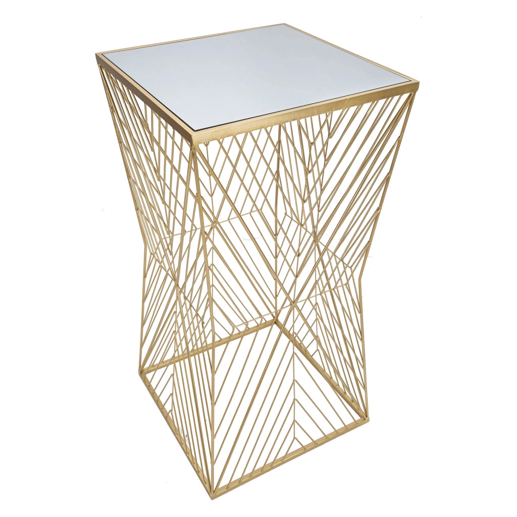 Samia, Tavolino da Salotto Dettagli con Forme Geometriche, 50x50x100h cm Trasparente