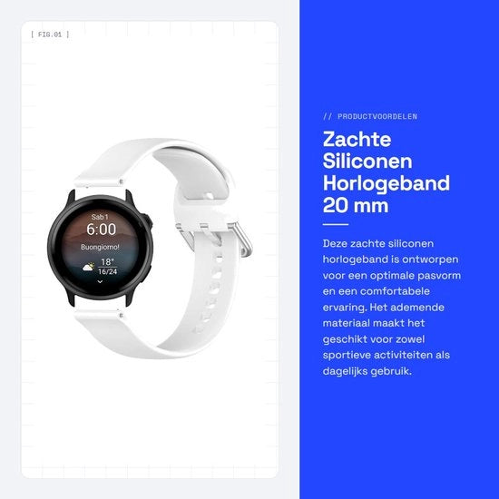 Cinturino in silicone morbido per orologio intelligente 20 mm