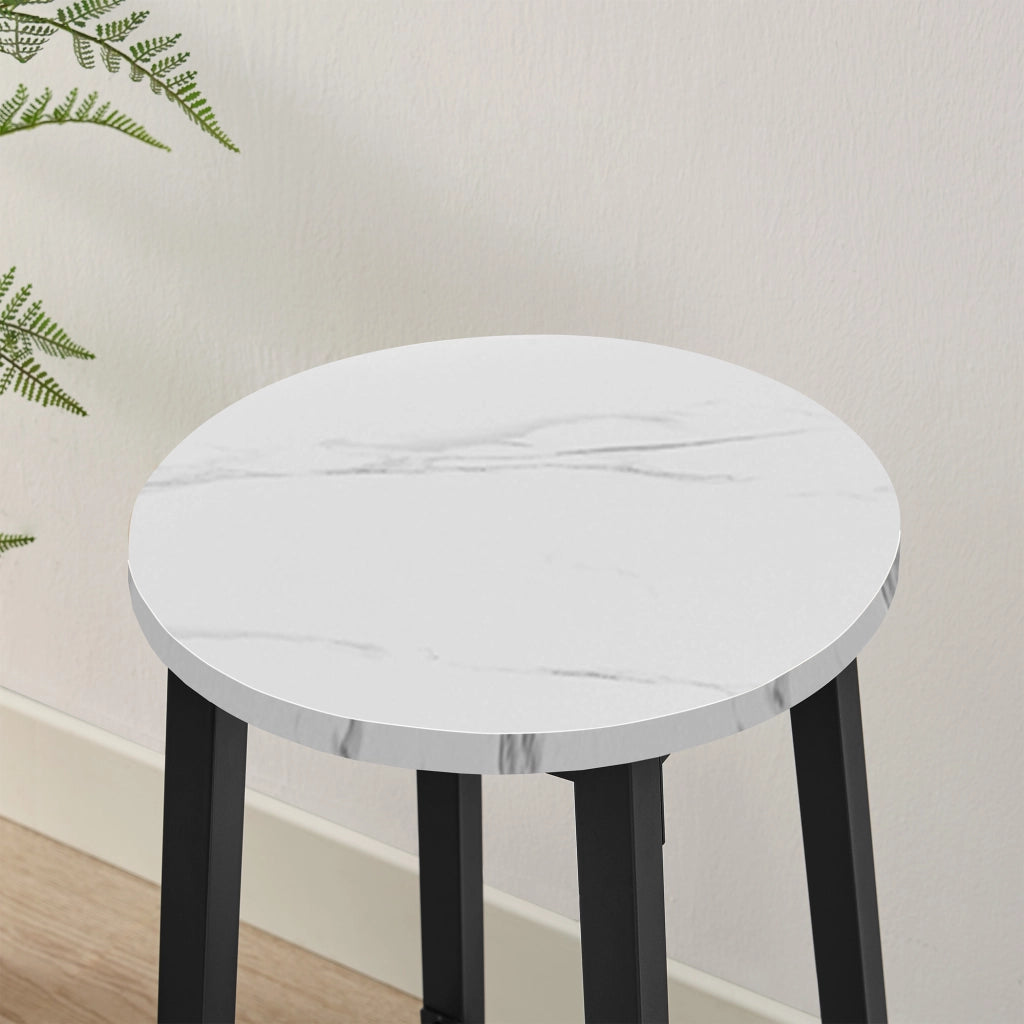 Sgabello da bar da cucina in marmo VALORA con gambe nere - Design rotondo ed elegante