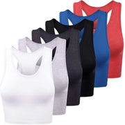 Top a manica corta 6 pezzi - maglia sportiva di cotone - senza maniche - con schiena a forma di "V" - maglietta per allenamento - materiale morbido