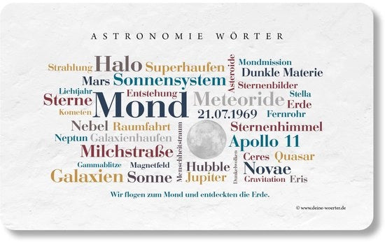 Tavolo da colazione con parole astronomiche
