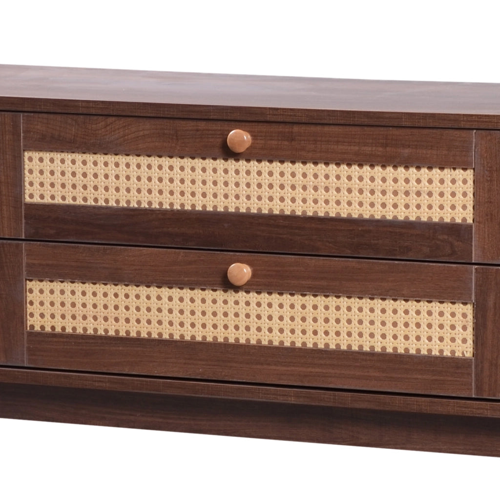 Mobile TV con 2 Ante Scorrevoli e 2 Cassetti in Rattan; Stile Naturale; in MDF; 170??39;5??46 cm; Naturale
