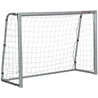 Porta da Calcio Grigia 180x120x60 cm con Viti e Picchetti inclusi, in PE e Metallo