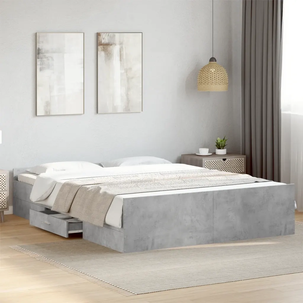 Giroletto Cassetti Grigio Cemento 140x200 cm Legno Multistrato 3280296