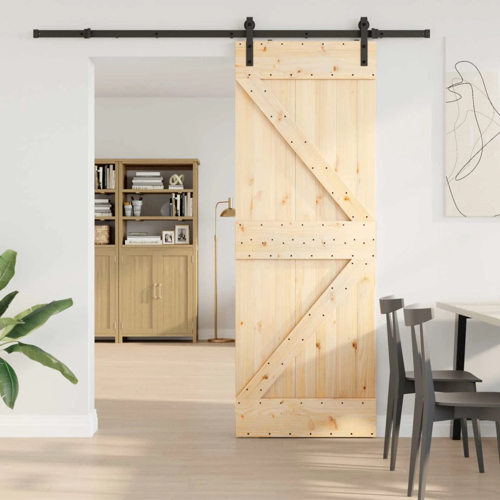 Porta scorrevole NARVIK Naturale e Nero 70 x 210 cm (213,5 cm)