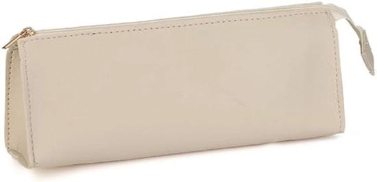 Etui per cosmetici e articoli da ufficio, piccola borsa in PU, etui per articoli da ufficio, borsa per penne, matite, pennarelli (bianco rotto)