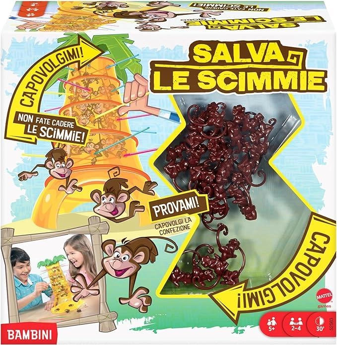 Gioco da tavolo-Salve le scimmie, gioco per tutta la famiglia da 2 a 4 giocatori, include 30 scimmie, 30 bastoncini colo