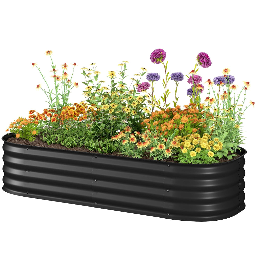 Fioriera Rialzata da Giardino in Acciaio ¨C zephmum ¨C 150x62x30 cm Nero