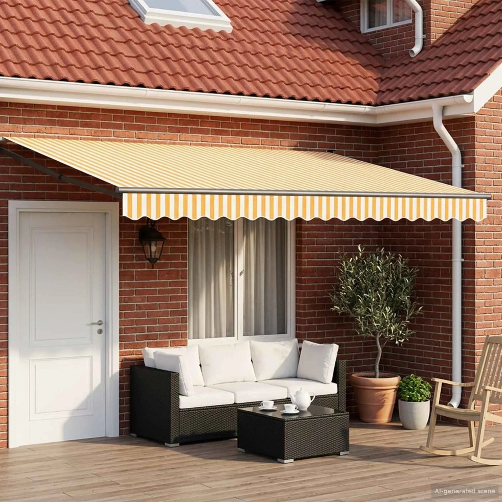 Tettuccio Elettrico Retrattile Giallo e Bianco 4 x 2 m CFW6104927